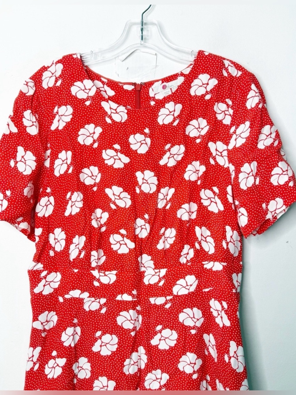 BODEN Ruth Orange and White Floral Dot Print Midi Dress Sz. 10 Cottagecore - Picture 3 of 6